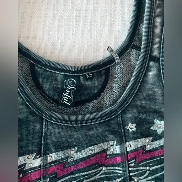 NWOT XS Affliction Women's Grey and Pink Dress - Picture 4 of 6